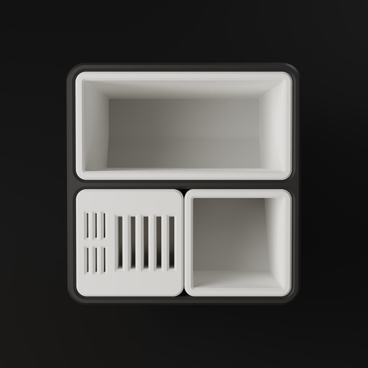 Organiseur iki vu de dessus, trois logements