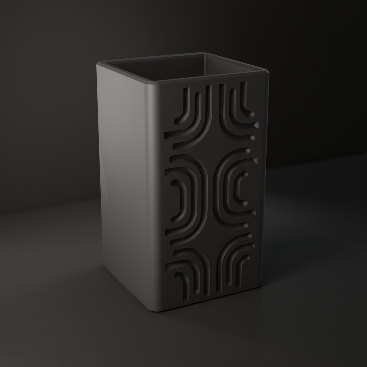 Boîte haute iki 6 × 6 × 10 cm, frise marquisienne en relief